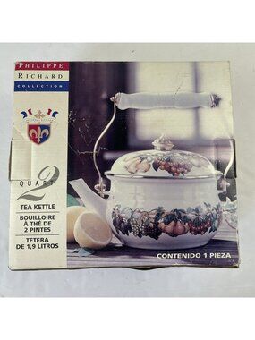 Philippe Richard Collection 2 Qt Enamel Tea Kettle Kensington Garden Collection